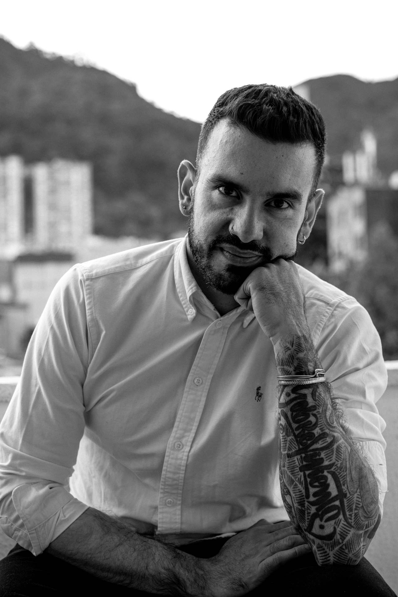 Black and white portrait of a man